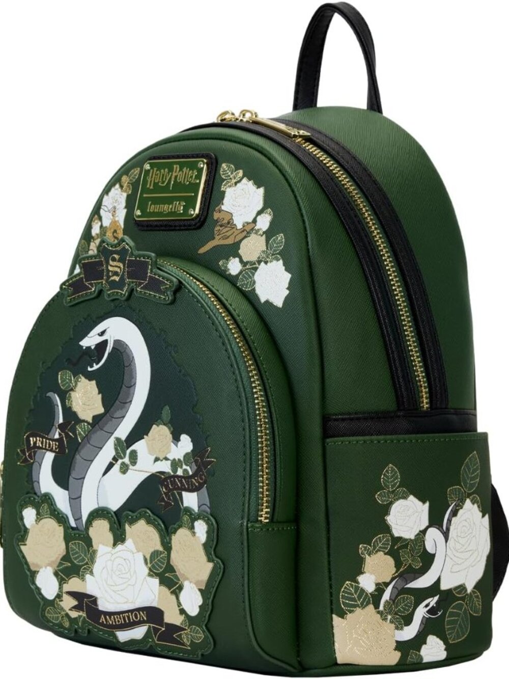 Loungefly Harry Potter Slytherin House Floral Tattoo Mini Backpack NWT